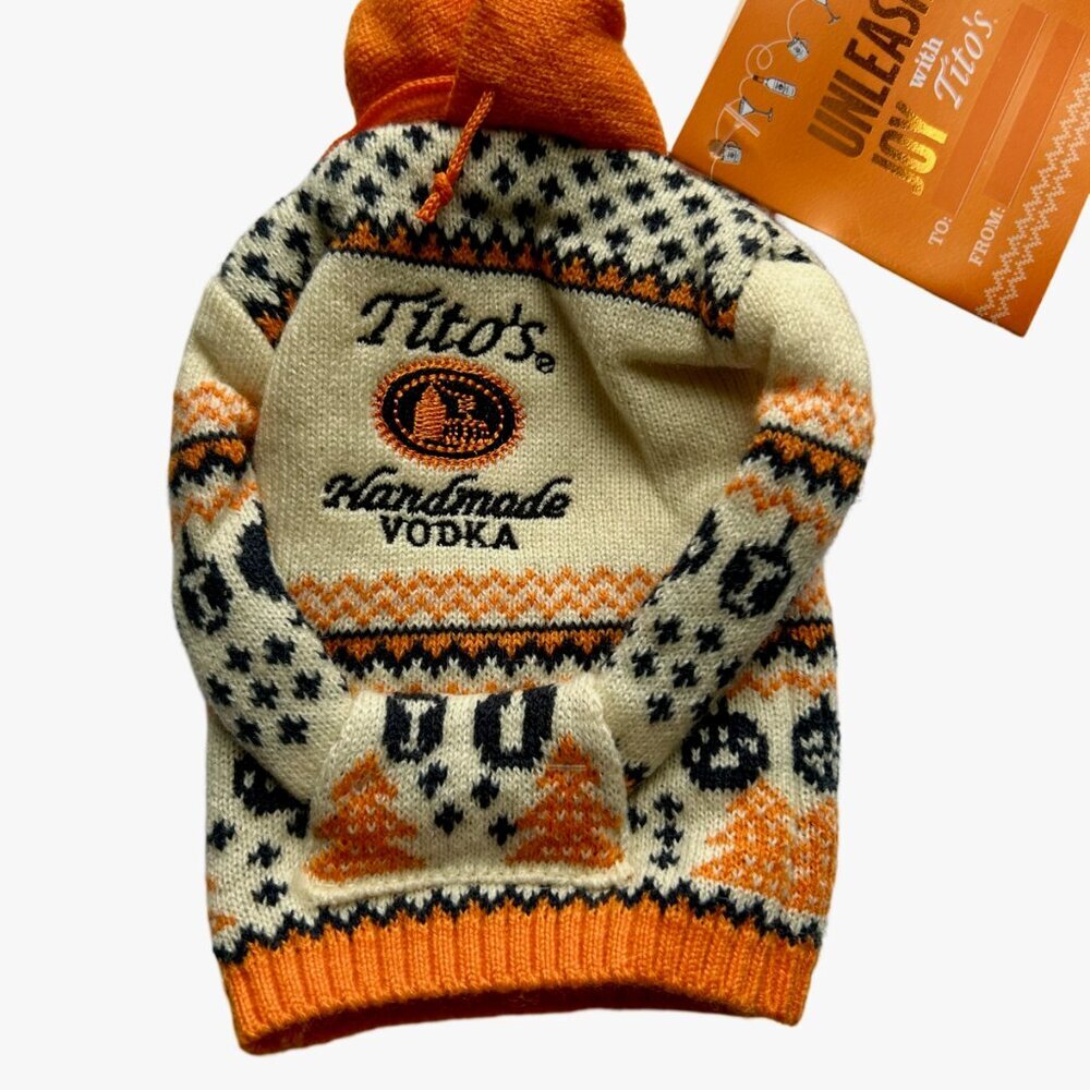 TITO’S HANDMADE VODKA FOR DOG PEOPLE HOLIDAY CHRISTMAS BOTTLE SWEATER - NEW